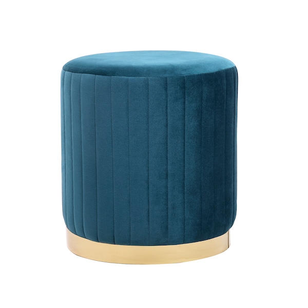 FAY Round Upholstered Stool, Cylindrical Footstool, Make Up Chair, Living Room Pouffe, Padded Seat, Lightweight, Grey, Yellow, Emerald