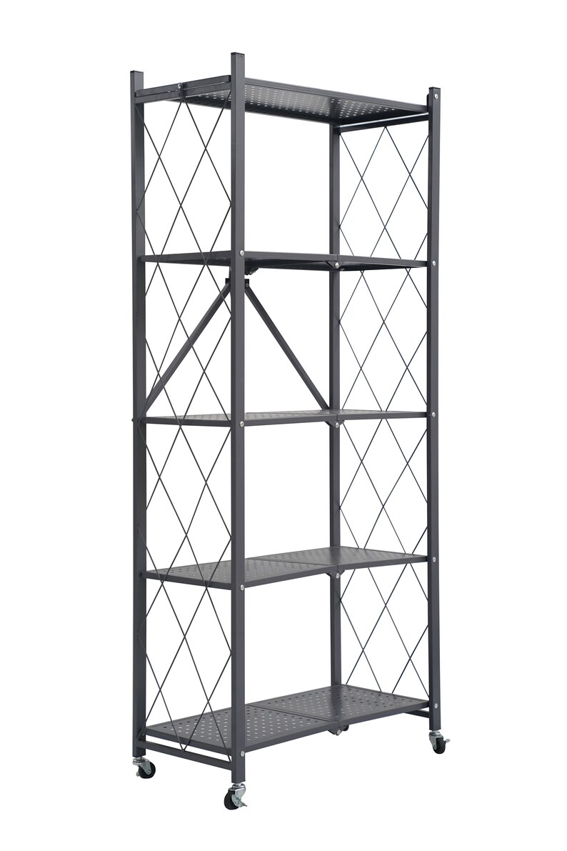 5 Tier Metal Folding Shelf With Wheels. Storage Rack for Etsy UK