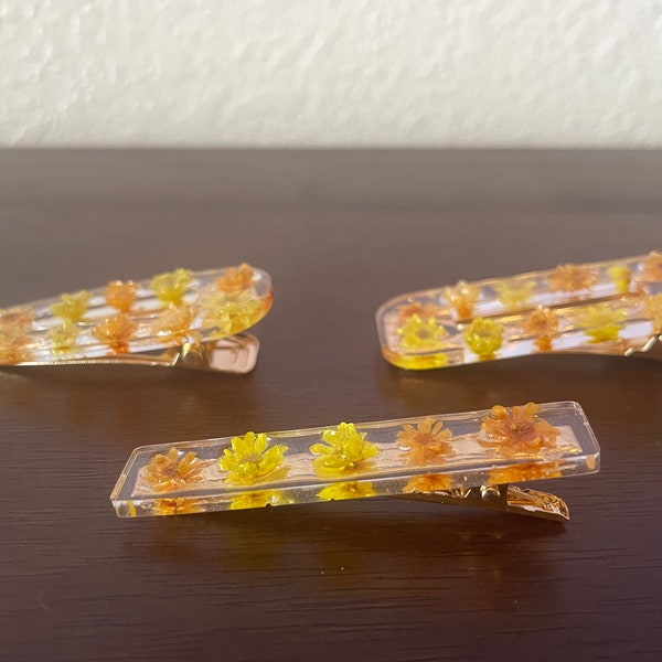 Yellow/Orange Floral Hair Clip