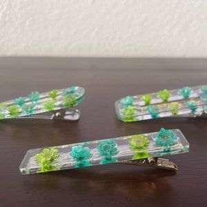 Blue/Green Floral Hair Clip