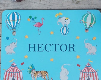 Personalised kid's placemat | Circus placemat | Wipeable | Melamine placemat | CIRCUS THEME
