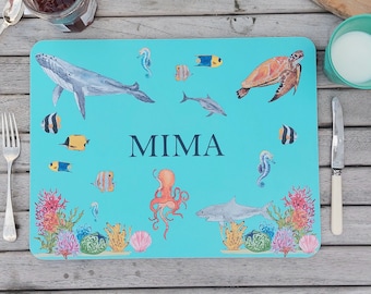 Personalised Kid's placemat | Children's placemats | Melamine placemat | Wipeable | UNDER THE SEA