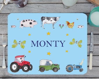 Personalised kid's placemat | Farmyard placemat | Wipeable | Melamine placemat | Farm