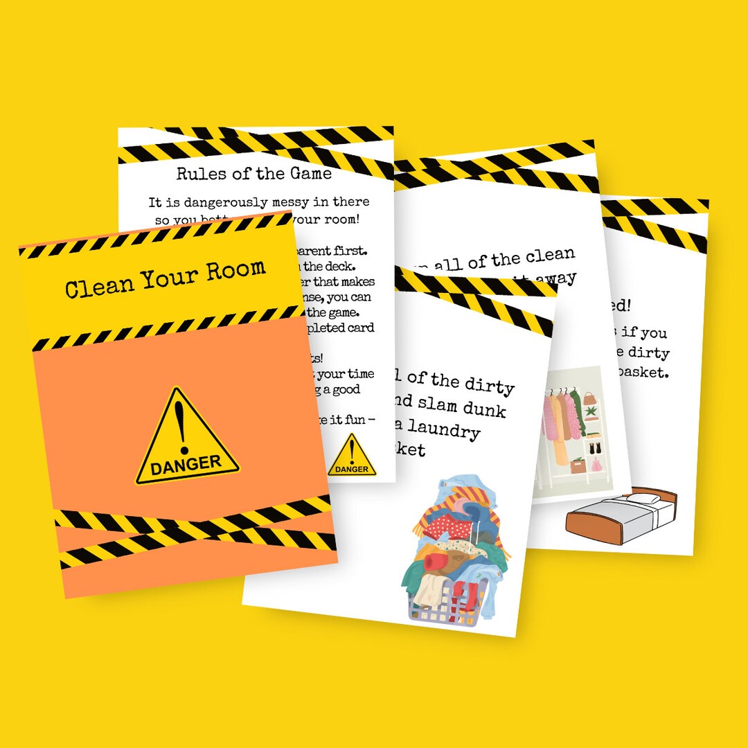 Clean Your Room Card Game, Chore Cards, Clean Room Cards, Clean Your