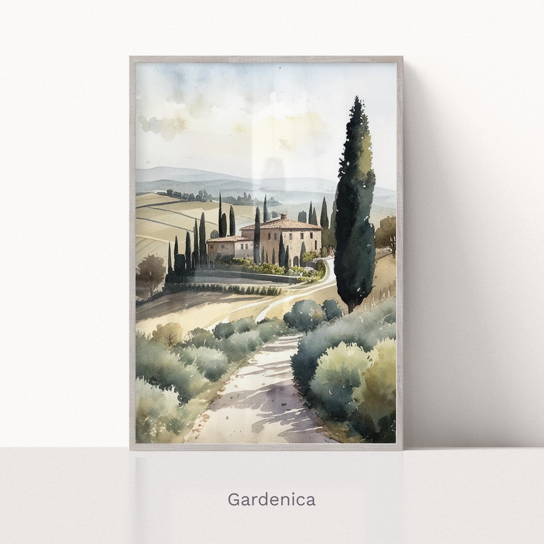 Tuscany Watercolor Print, Countryside Painting, Italy Art, Italian ...