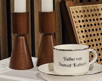 Selnes | Damat Kahvesi | Nisan Söz | Kahve Fincani | Kaffeetasse Bräutigam | Karaca Tasse | personalisierte Mokkatasse in Silber