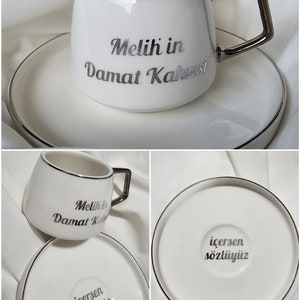Selnes | Damat Kahvesi | Nisan Söz | Kahve Fincani | Coffee cup groom | Karaca cup | personalized mocha cup in silver