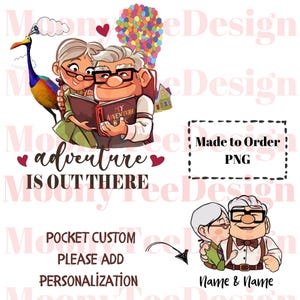 Customized Ellie and Carl Png, PNG, Up! movie PNG, Carl & Ellie Adventure Is Out There Comfort Colors Png, His Ellie Her Carl Couple Png