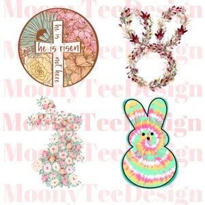 Easter Bunny Bundle, Easter Shirt Design, Digital Downland, DTF Design, Floral Bunny Desing, Sublimation Designs, Easter Jesus PNG