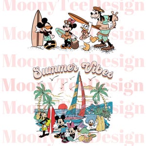 ディズニー ミッキーと仲間たちのサマータイム 前面と背面 PNG、ディズニーランド サマー ビーチ バケーション PNG、ディズニーワールド ファミリー ビーチ バケーション PNG