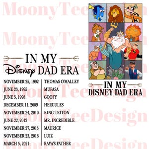 In My Disney Dad Era PNG Bundle, Front and Back Disney PNG, Father&#39;s Day Gift, Disney Dad PNG, Disney Dad Characters Png, Digital Downland