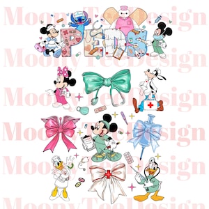 Disney Pediatric Nurse PNG, Mickey and Friends Nurse Design PNG, Minnie Nurse Week PNG, Mickey Nursing School Png, Digital Downland