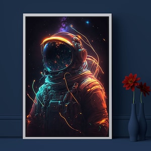 Astronaut im Weltraum, Astronaut Poster, Weltraum Poster, Geschenk für Ihn, Fantasy Poster, Astronaut Wandkunst, Weltraum Wandkunst, Mann-Höhlen-Kunst