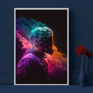 Astronaut im Weltraum, Astronaut Poster, Weltraum Poster, Geschenk für Ihn, Fantasy Poster, Astronaut Wandkunst, Weltraum Wandkunst, Mann-Höhlen-Kunst