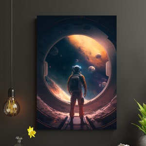 Astronaut im Weltraum, Astronaut Poster, Weltraum Poster, Geschenk für Ihn, Fantasy Poster, Astronaut Wandkunst, Weltraum Wandkunst, Mann-Höhlen-Kunst