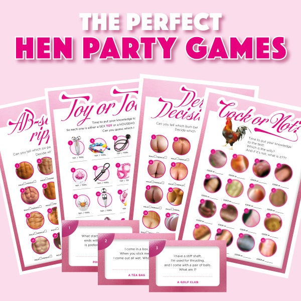 Hen Party Bundle Games, Funny Cheeky Bridesmaids and Bachelorette party, Ladies Night Game, Hen Do, Party Favours, Hen party gifts