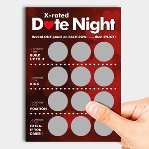 Date Night Scratch Card Valentine Sexy Love Gift for Him Couples Present for Birthday Anniversary Card for Husband and Boyfriend Treat