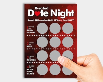 Date Night Scratch Card Valentine Sexy Love Gift for Him Couples Present for Birthday Anniversary Card for Husband and Boyfriend Treat