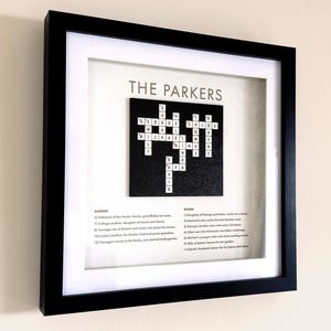 Personalised Family Name Crossword Puzzle Art – Custom Framed Word Game Wall Decor – Unique Gift for Home, Anniversary, or Housewarming