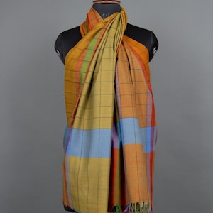 Multicolor Check Cashmere Shawl – Reversible Handwoven Wrap | Plaid Pashmina Scarf for Women, Luxury Gift for Her & Travel Essential, 40x80&quot;