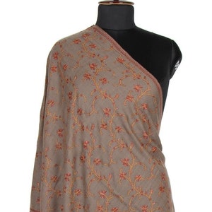 Super Soft Pure Pashmina Wrap - Hand-Embroidered Kashmiri Sozni Stole | Made in Kashmir,  28x80&quot;