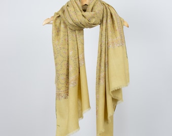 Yellow Kashmiri Pashmina Scarf: Handwoven Pashmina Wool Shawl