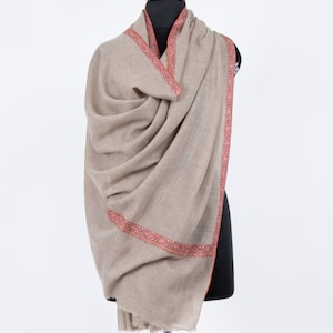 Hand-Embroidered Pashmina Shawl: Kashmiri Sozni Cashmere Wedding Wrap (40x80&quot;)