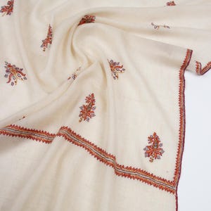White Cashmere Shawl - Handloomed Pashmina Wrap | Soft Kashmir Wool Scarf, Handmade Elegant & Sustainable Winter Accessory,  28x80&quot;