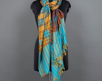 Yellow Blue Kashmir Wraps, Fine Luxury Scarves, Trending Fashion, Premium Clothing, Gifting Ideas, Super Soft Shawls, Gifts For Her, 40x80&quot;