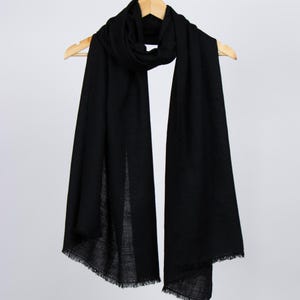 Black 100% Pashmina Scarf: Handwoven Cashmere Shawl
