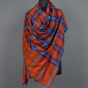 Red Striped Bohemian Pashmina Shawl – Handloom Cashmere Scarf | Trendy Fashion Wrap, Artistic Gift for Mum & Special Occasions, 40x80"