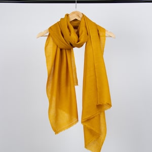 Mustard Pashmina Shawl: Handwoven Cashmere Wool Scarf