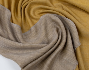 Mustard Wool Scarf - Reversible Two-Tone Fine Wool Wrap