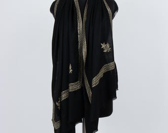 Embroidered Kashmiri Pashmina Scarf - Handwoven Pashmina Wool Shawl, Winter Wrap