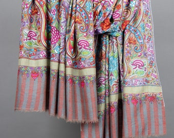 Elegant Jamavar Scarves, Luxury Festival Pashminas, Original Shawls, Boho Wraps, Indian Embroideries, Made in Kashmir Gifts, 40x80"