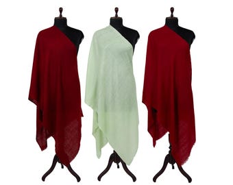Lenço Pashmina Borgonha: Xale 100% Pashmina, Tecido à Mão em Tear
