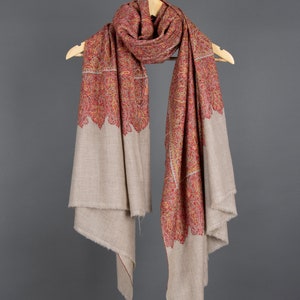 Embroidered Kashmiri Pashmina Shawl: Handwoven Jamavar Cashmere Wrap