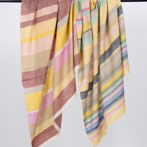 Multicolor Striped Pashmina Shawl: Handwoven Kashmir Cashmere