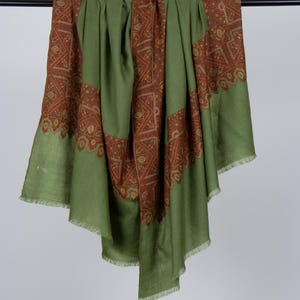 Green Kashmir Pashmina Shawl - Pure Handwoven Wedding Wrap | Made in Srinagar Gift, 40x80&quot;