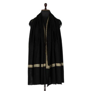 Classic Black Pashmina Scarf - Super Soft & Versatile Wrap, Handmade Shawl, Women’s Clothing, 40x80&quot;