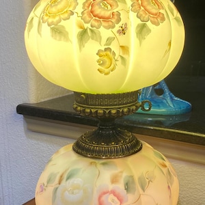 Fenton &quot;ROSE NECTAR&quot; Lotus Mist Burmese GWTW Melon Lamp
