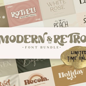 Retro Font Bundle Collection - Font Bundle |Cricut Font| Vintage Font Bundle |Groovy Font| Farmhouse Font| 70&#39;S Font