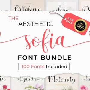 Sofia Font Bundle|  Script Font| Font with Hearts| Font with Tails| Heart Font| Wedding Font| Cursive Font| Font for Cricut| Script Font SVG