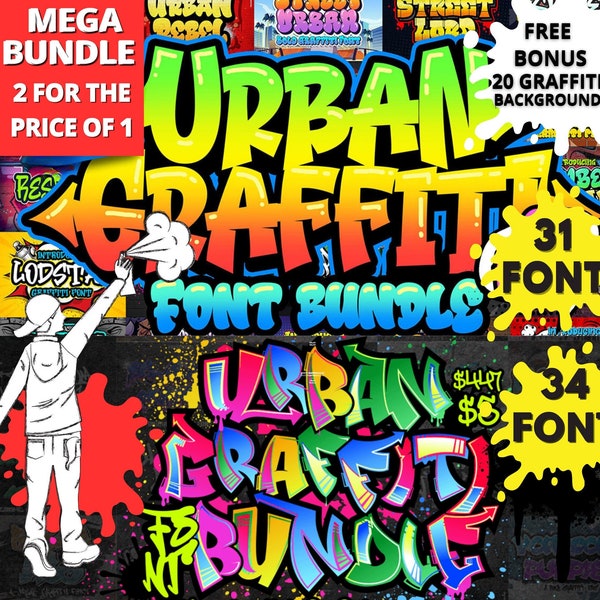 Graffiti font Bundle| Urban Font| Street Style Font |Tagging Font |Hip hop Font-|Airbrush Font| Graffiti|Graffiti Letters|Graffiti Alphabet