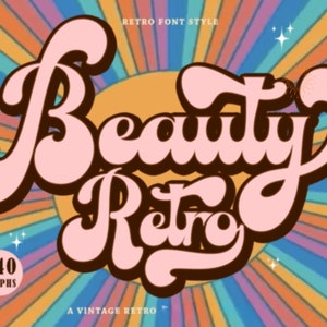 Carattere retrò bellezza|Carattere anni &#39;90, &#39;80, &#39;70, &#39;60 Pacchetto caratteri |Carattere Cricut| Pacchetto di caratteri vintage |Carattere Groovy| Carattere della fattoria|