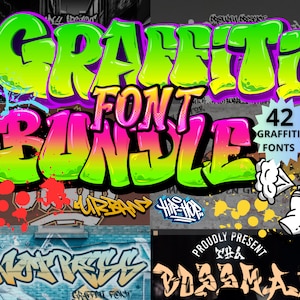 Pacchetto caratteri Graffiti| Carattere urbano| Carattere Street Style |Carattere con tag |Carattere hip hop|Carattere aerografo| Graffiti|Lettere Graffiti|Carattere Graffiti Svg