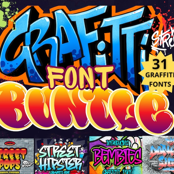 Graffiti font Bundle|Urban Font|Street Style Font|Tagging Font |HIP Hop Font |Airbrush Font| Graffiti|Graffiti Letters|Easy Graffiti Tags