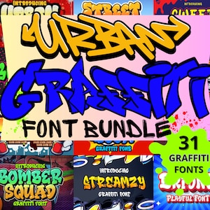 Graffiti font Bundle| Urban Font|Street Font | Tagging Font |Hip hop Font|Airbrush Font| Graffiti|Graffiti Letters|Graffiti Svg| Bold Font