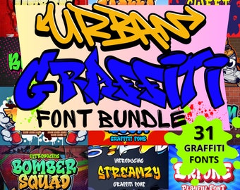 Graffiti Font Bundle| Urban Font|street Font | Tagging Font |hip