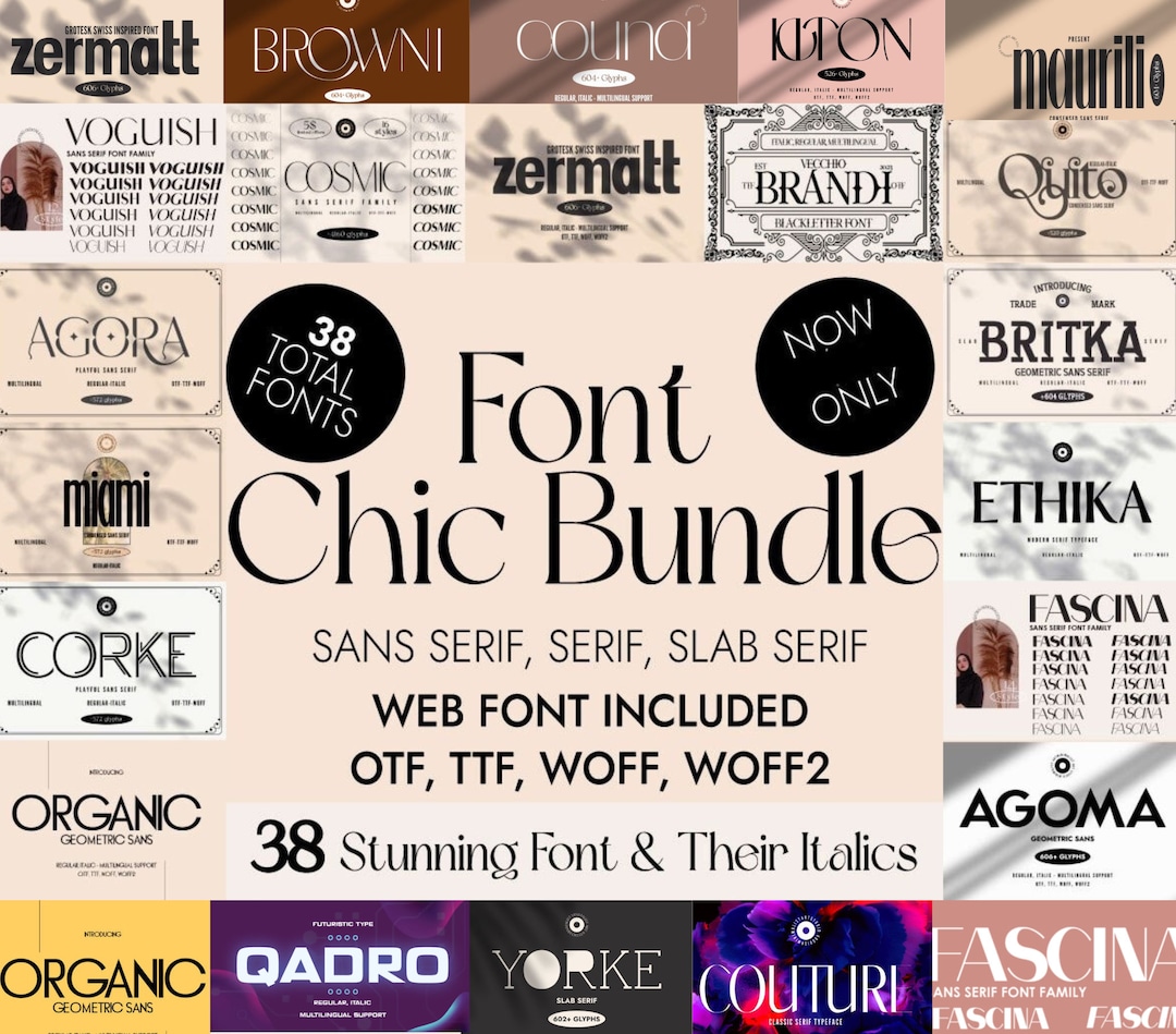 Modern Chic Font Bundle | Cricut Fonts| Procreate Fonts| Canva Fonts ...